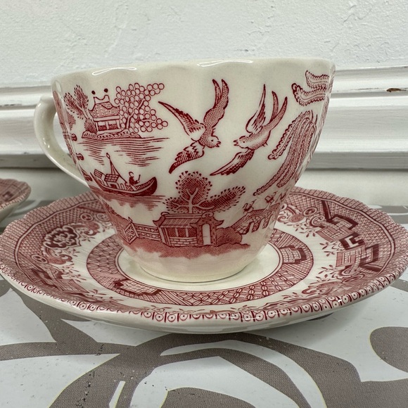 Set of 3 Royal Wessex Pink Willow Rosa Cup & Saucer Set Made in England - Picture 13 of 13
